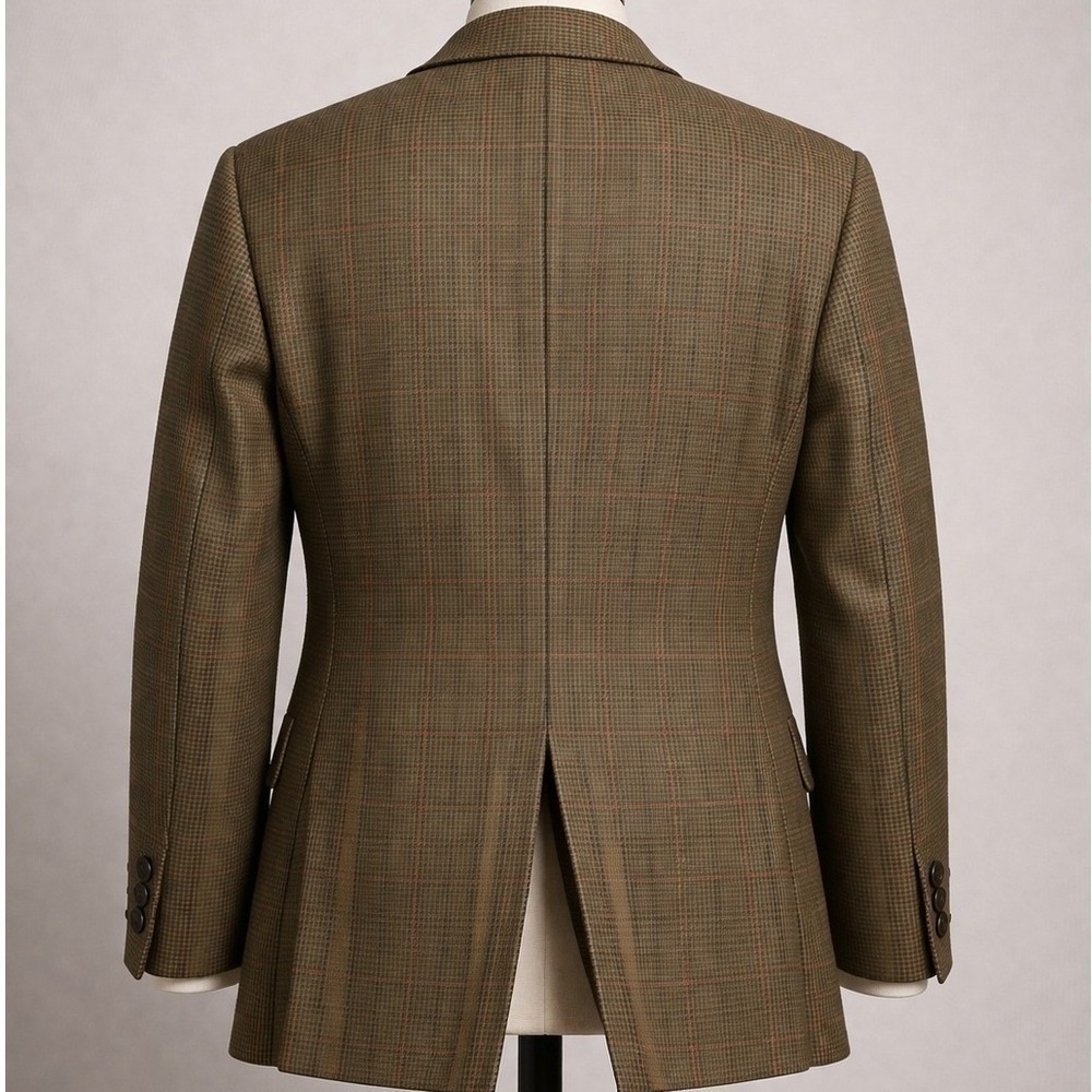 100% Wool IZOD Mens 44S Brown Houndstooth Blazer Woolmark Sport Coat suit - Picture 11 of 16